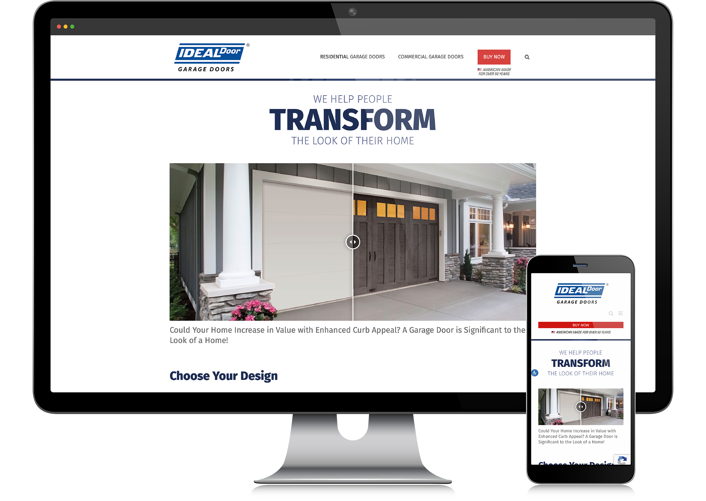 Ideal Door Website Landing Screens